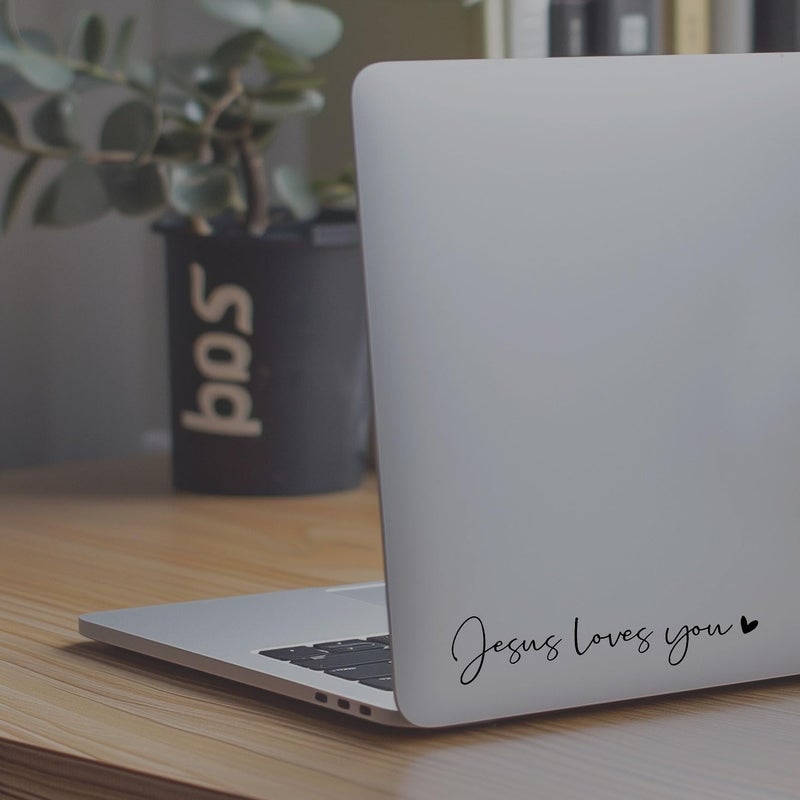 WCDHOR 2 x Jesus Love You Rearview Mirror Decal Water Bottle Stickers Affirmation Reminder Sticker Laptop Bumper Sticker Tumbler Vinyl Sticker Car Mirror Decal New Car Decor (Jesus Loves You, Black) - Image 4